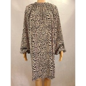 NWT ASOS Women's (10) Beige & Black Cheetah Print Accordion Fabric Shift Dress